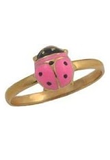 outstanding little pink ladybug gold baby ring